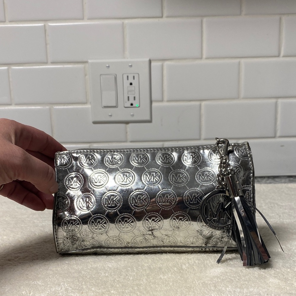 Michael Kors Metallic Silver Clutch